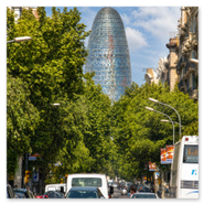Calle Caspe con Torre Agbar de fondo<br />Ref.: bcn-col-088